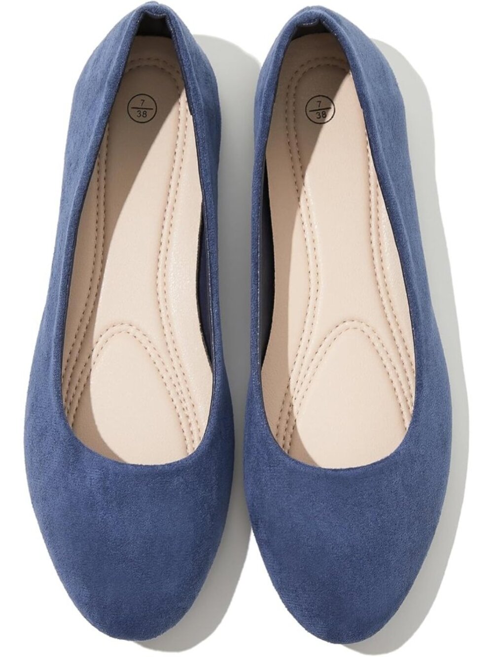 Women's Navy Round Toe Ballet Flat Slip On Dressy Casual Low Heel Shoes